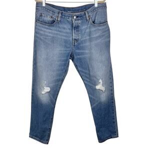 Levi’s 501 CT Tapered Button Fly Jeans 32x28 Distressed Medium Wash